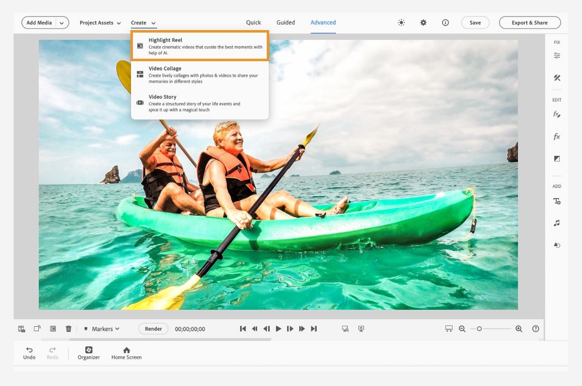 Explorez l’option Vidéo des meilleurs reels dans le menu Créer.