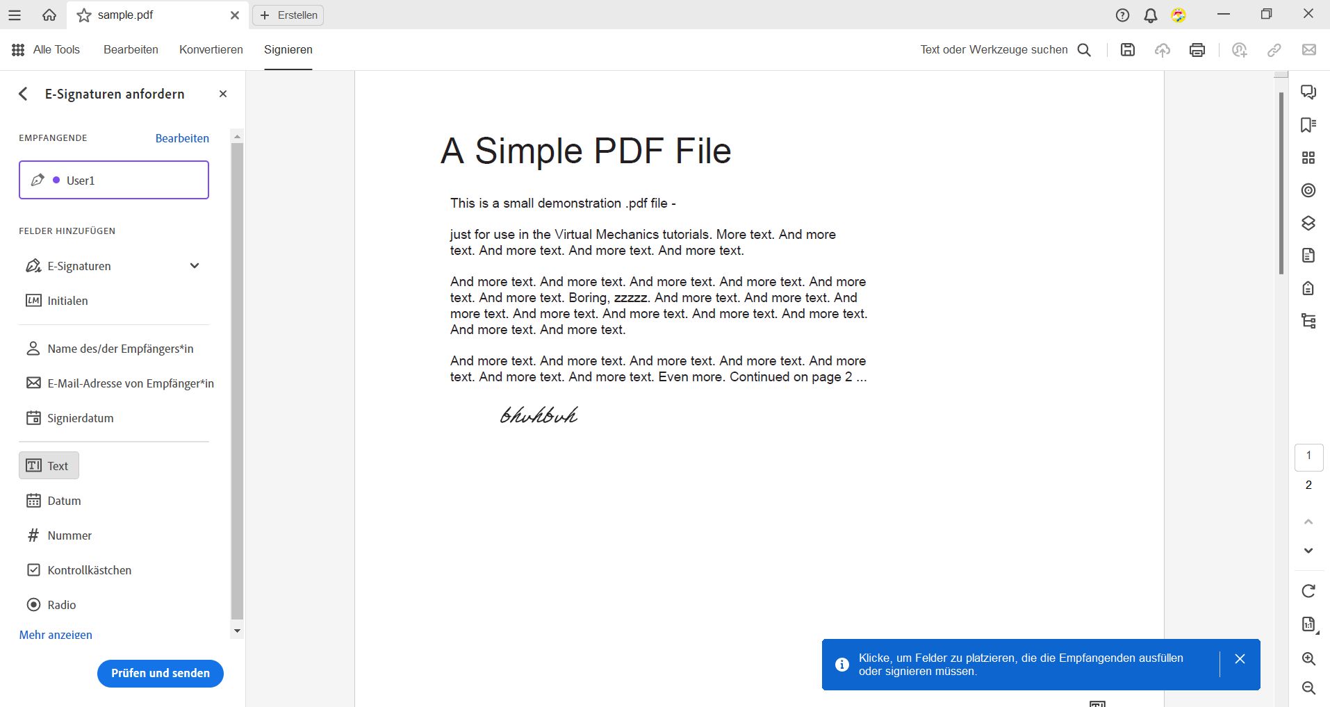 Formularfelder hinzufügen