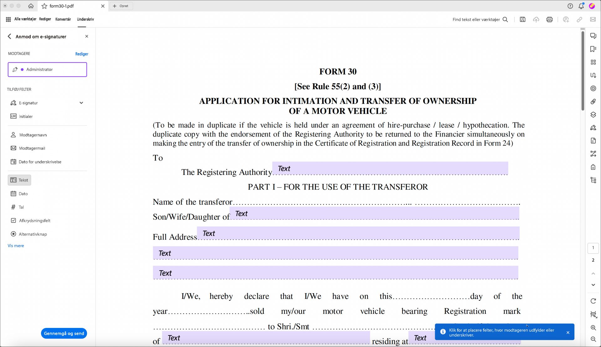 Tilføj formularfelter