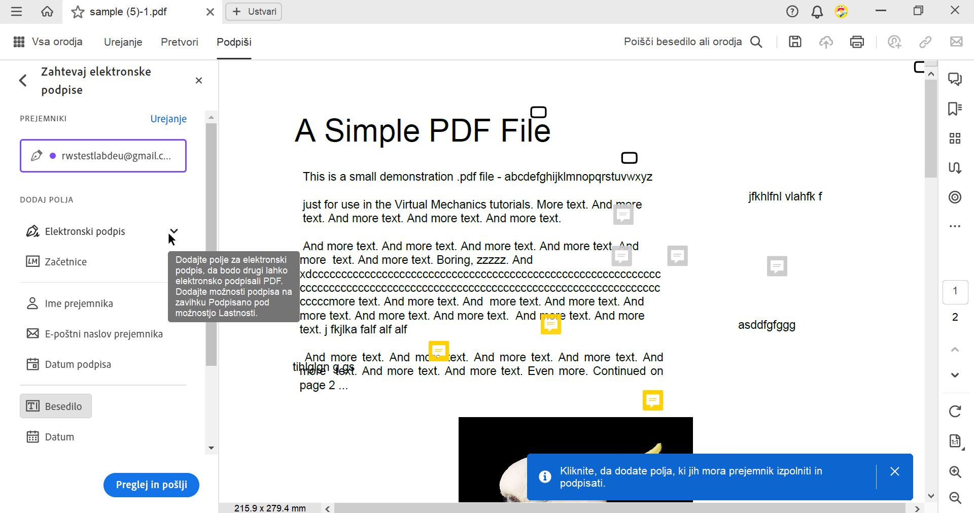 Dodajanje polj obrazca