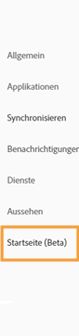 „Startseite (Beta)“ auswählen
