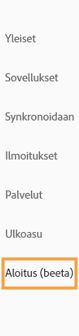 Valitse Aloitus (beeta)