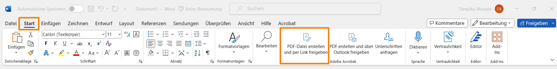 PDF-Datei erstellen und per Link freigeben