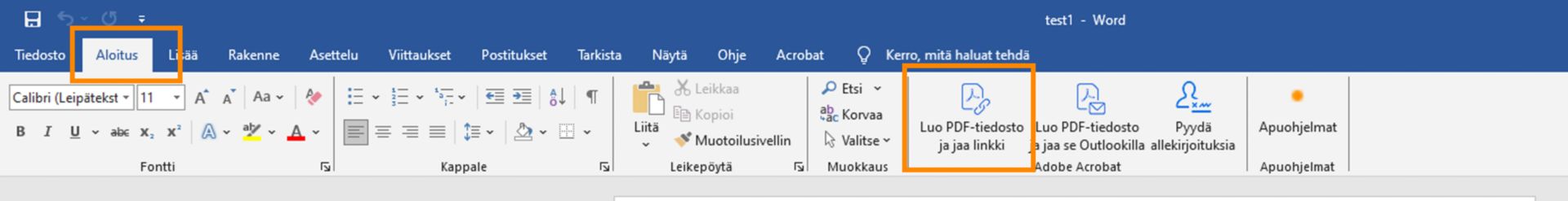 Luo PDF-tiedosto ja jaa linkki