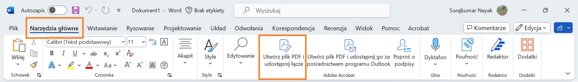 Tworzenie pliku PDF i udostępnianie łącza