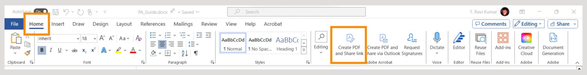 Create PDF and share link