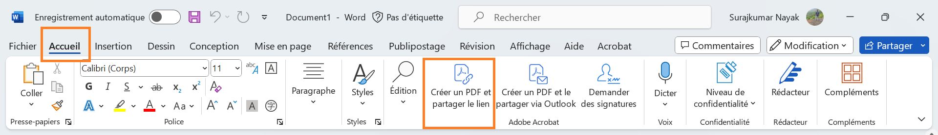 Créer un PDF et partager le lien
