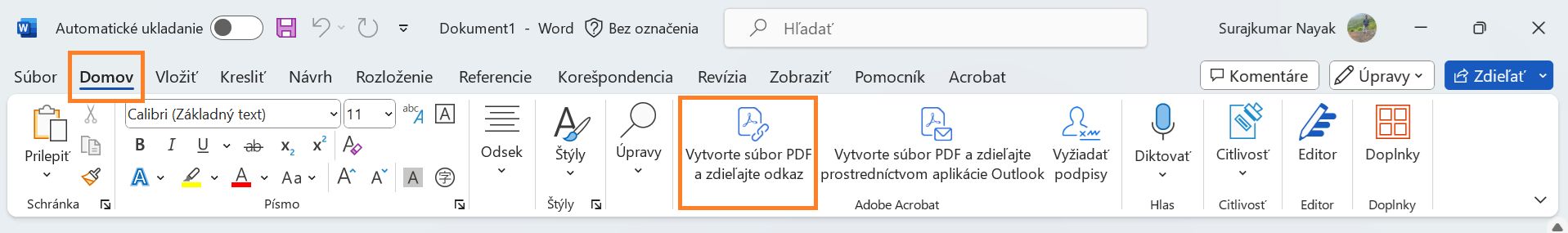 Vytvorte súbor PDF a zdieľajte odkaz