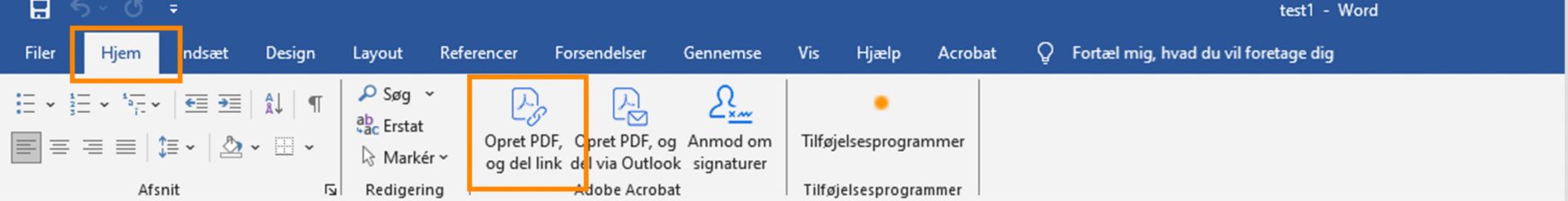 Opret PDF, og del link