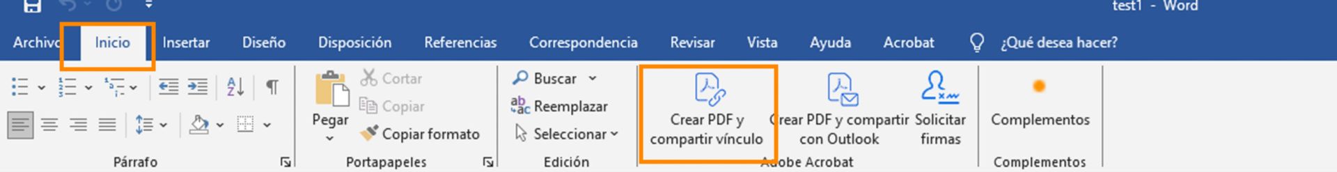Crear PDF y compartir vínculo