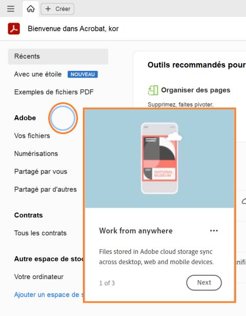 Visite d’accueil d’Acrobat