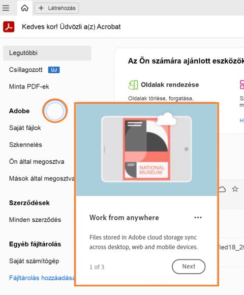 Acrobat Kezdőlap – bevezető bemutató