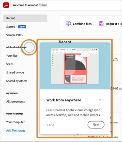 Acrobat Home onboarding tour