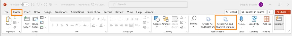 Створення PDF-файлу й надіслання через Outlook