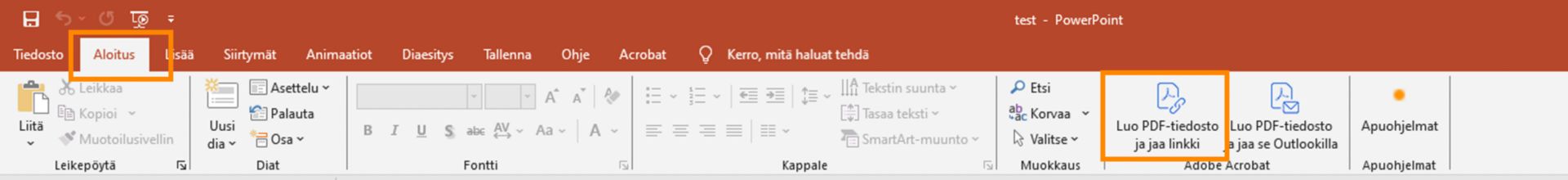 Luo PDF-tiedosto ja jaa se Outlookilla