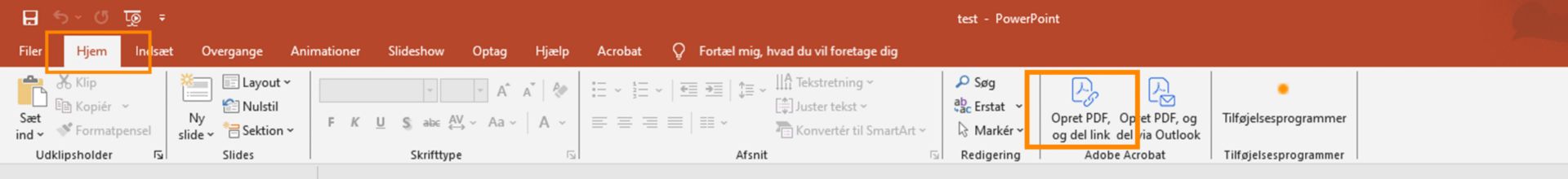Opret PDF, og del via Outlook