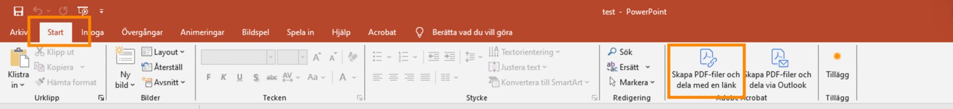 Skapa PDF-filer och dela via Outlook