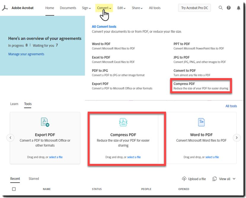 PDF comprimeren kiezen