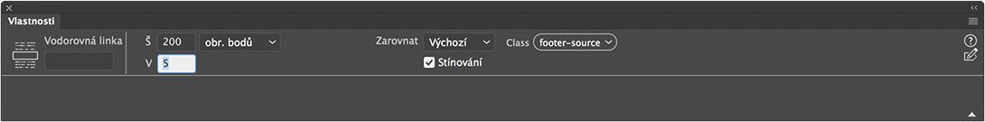 Úprava vlastností vodorovné linky