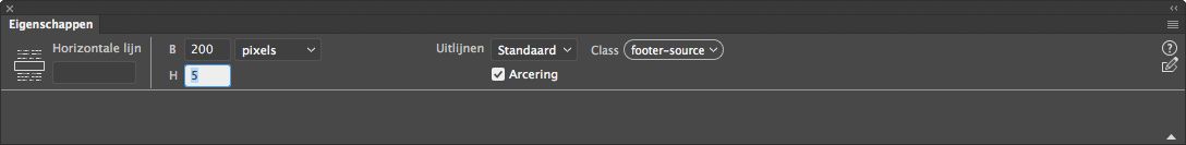 Het wijzigen van de eigenschappen van een horizontale lijn