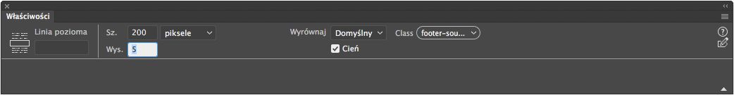 Modyfikowanie właściwości linii poziomej