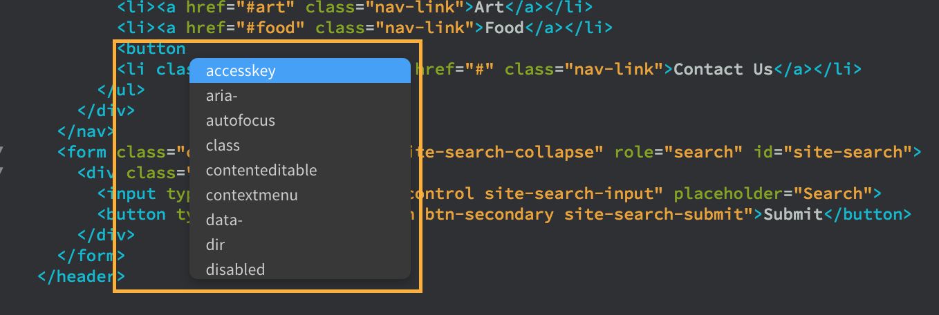 屬性名稱程式碼提示