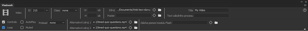 Výběr vlastností pro video HTML5