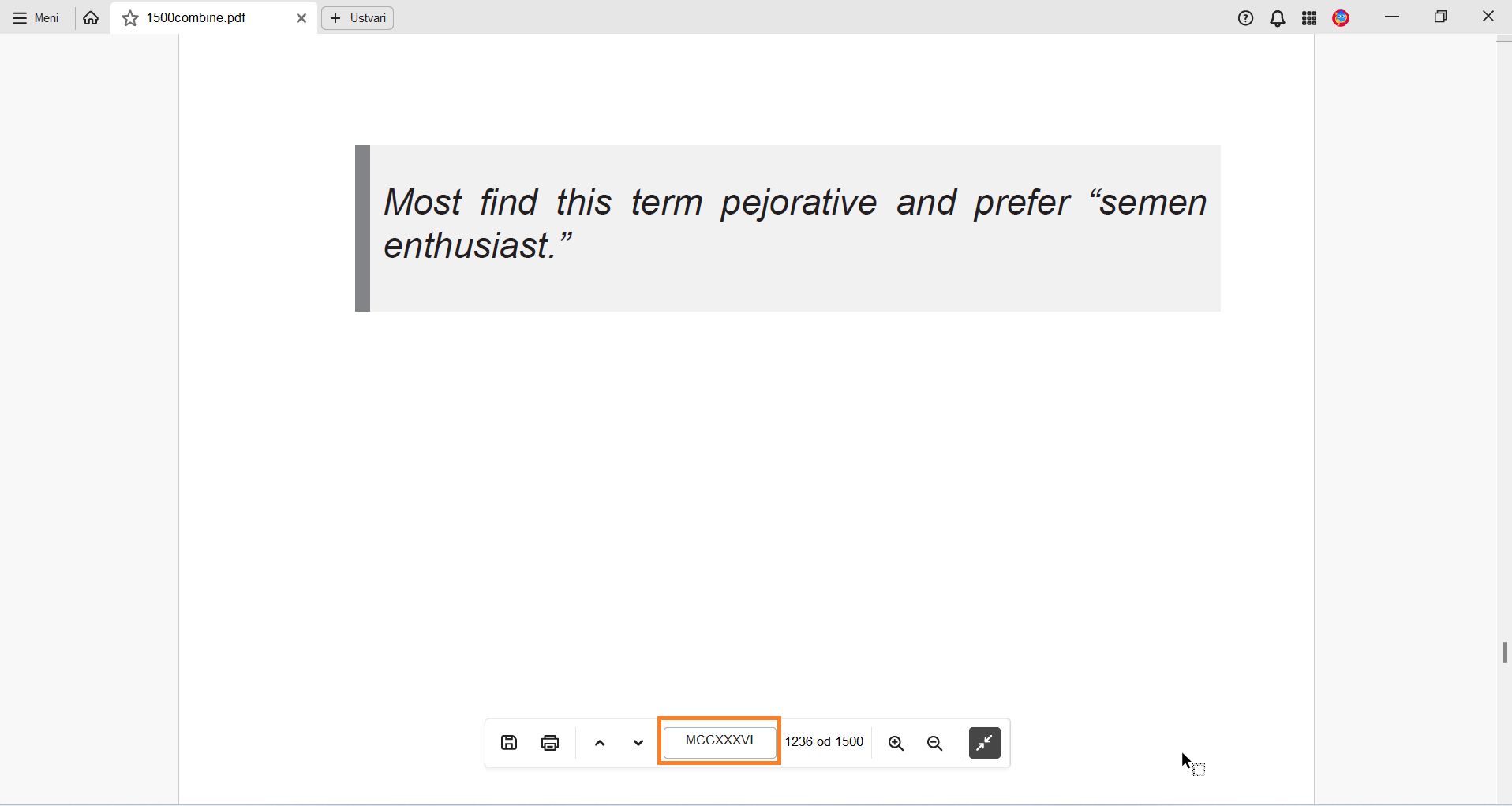 Oznake strani v prikaznem zaslonu