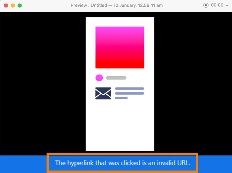 Mensaje de error cuando utiliza un protocolo que no es http, https o mailto