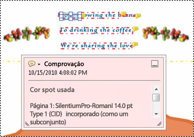 Amostra de relatório PDF com uma nota