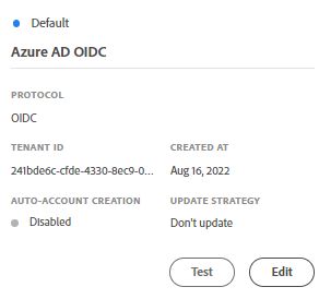 IdP card displaying the option to edit the configuration settings