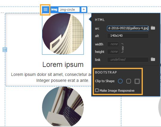 Bootstrap ドキュメントでの画像用のクイックプロパティインスペクター