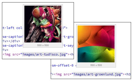 معاينة الصورة في طريقة العرض Code