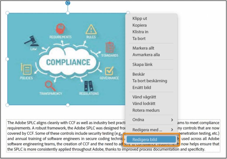 Redigera bild från kontextmenyn