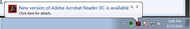 指示将您的 Reader 升级到 Reader 的通知