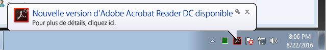 Notification de mise à niveau de Reader vers Reader