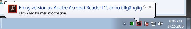 Meddelande om uppgradering i Reader till Reader