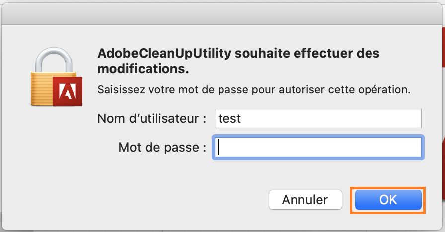 Entrer votre nom d’utilisateur et votre mot de passe Mac