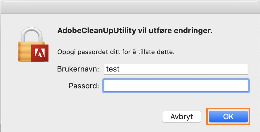 Angi brukernavn og passord for Mac