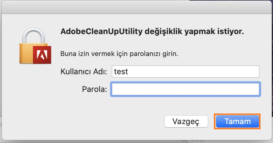 Mac kullanıcı adı ve parolasını girme