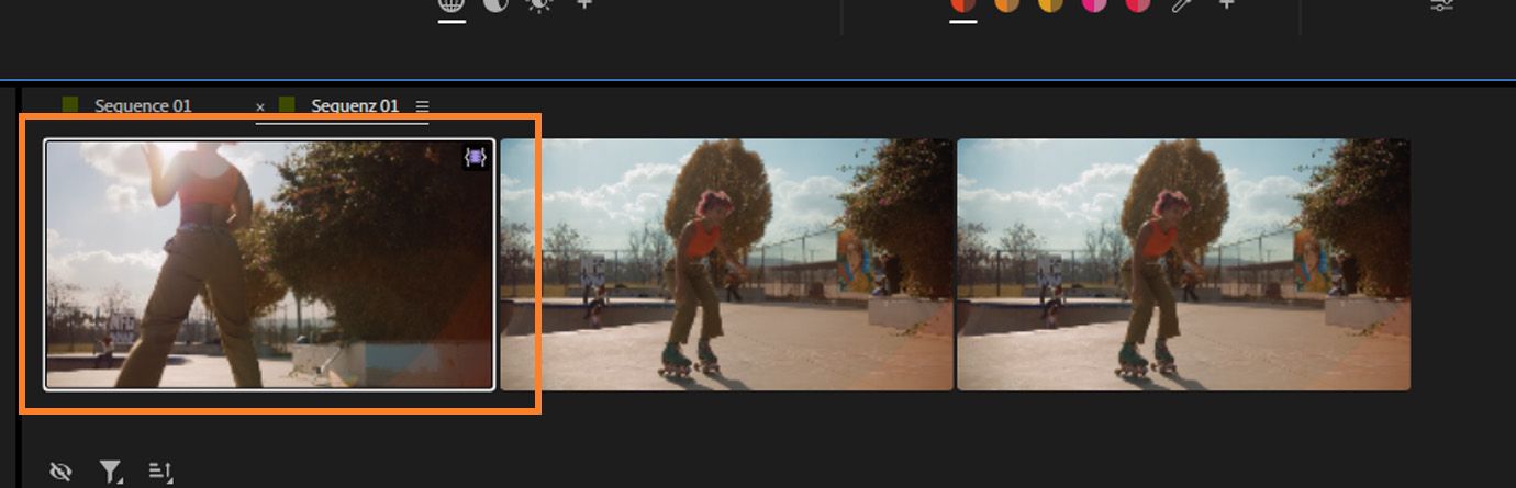 片段网格，其中一个缩略图高亮显示以指示当前片段选择。