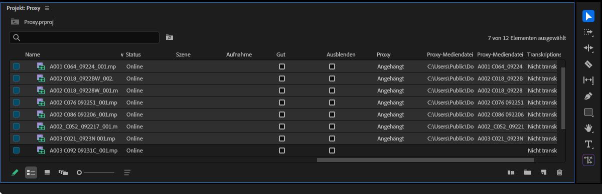Suche nach Proxy und aktiviere die Felder, die du anzeigen möchtest.