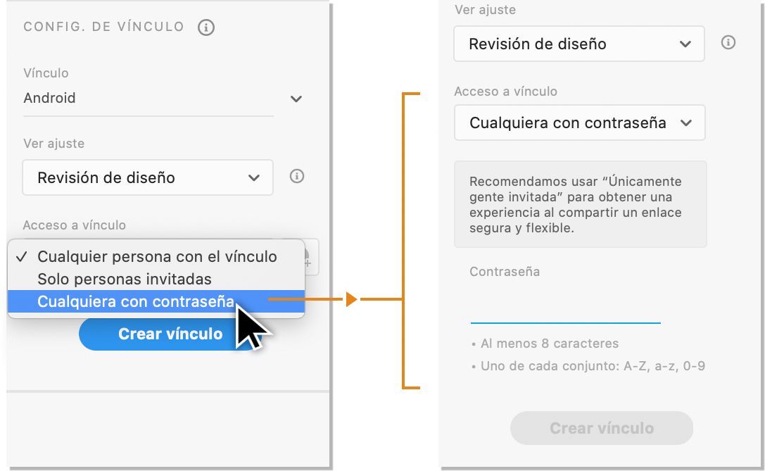 Crear un vínculo de contraseña