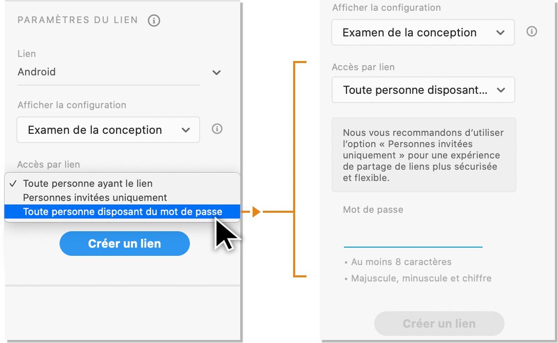 Création d’un lien protégé par un mot de passe