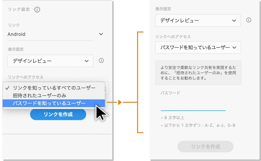 パスワードリンクを作成する