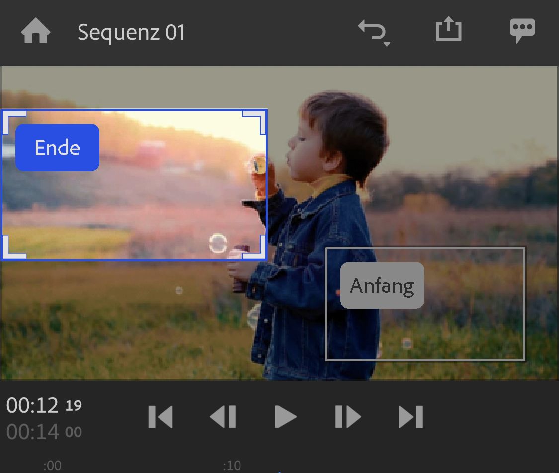 Anpassen des Effekts „Schwenken und Zoomen“