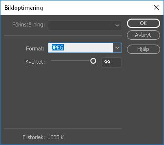 Optimera bilden i Dreamweaver