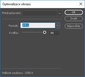 Optimalizace obrázku v aplikaci Dreamweaver