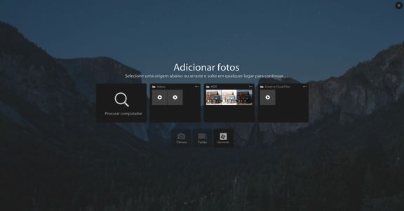 Nova experiência de importação do Lightroom