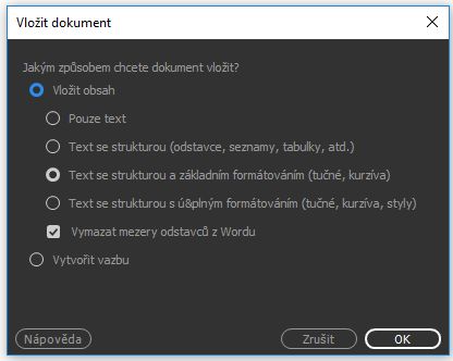 Přetáhněte dokument Word nebo Excel do aplikace Dreamweaver